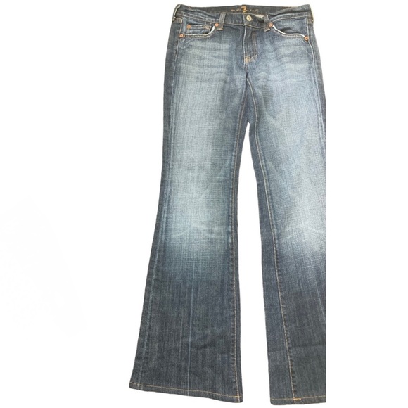 7 FOR ALL MANKIND The Stretch Flare Wide Leg Jeans With Pockets Blue Size 27 - Picture 4 of 12